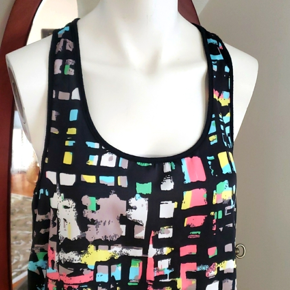 Robin K Colorful Printed Racerback Lightweight Sleeveless Top, Size M